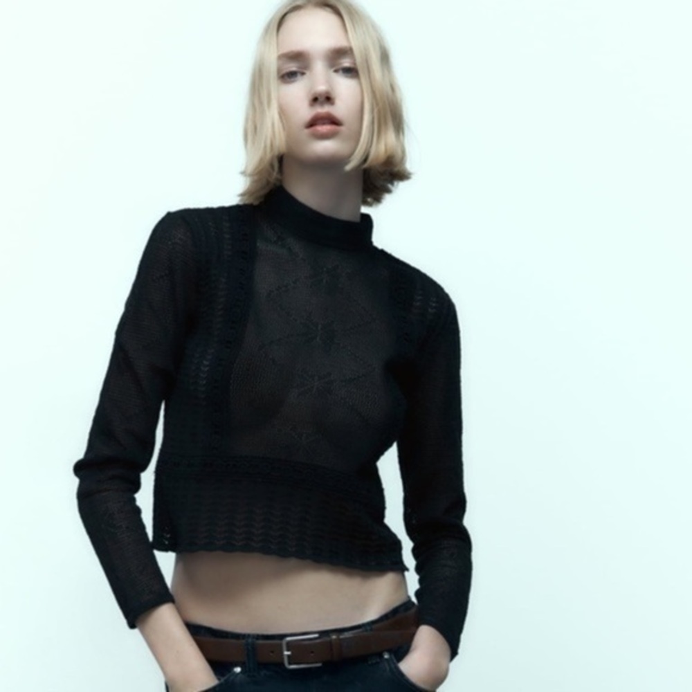 Zara lace knit long sleeve top 4331/182